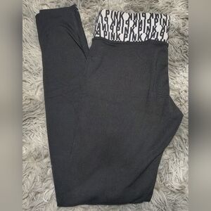 PINK Victoria's Secret Black Leggings with Logo Waistband